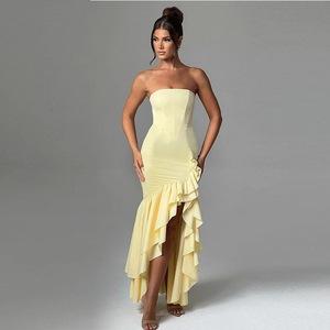 2026 <b>Summer</b> New Elegant <b>Strapless</b> <b>Dress</b> Backless Bodycon High Split Evening Gown Women Wholesale - Product Image 3