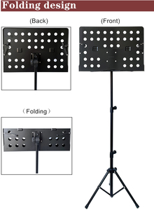 Supporto Musicale Bifacciale in Ferro per Dirigenti ed <span class=keywords><strong>Ensemble</strong></span>, Design Pieghevole e Leggero, Altezza Regolabile 72-143cm, Grande Formato - Product Image 3