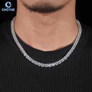 สร้อยคอโมอิสซาไนต์ทรง Asscher Cut เงินแท้ 925 ชุบโรเดียม ดีไซน์หรูหราสำหรับทุกเพศ เหมาะสำหรับงานปาร์ตี้ - Product Image 4