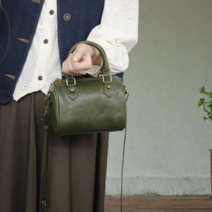 Women's Barrel Shaped Handbag Coffee Color Zipper Closure Single Shoulder Crossbody <b>Bag</b> For Everyday Outfits Spring 2026 - Product Image 2