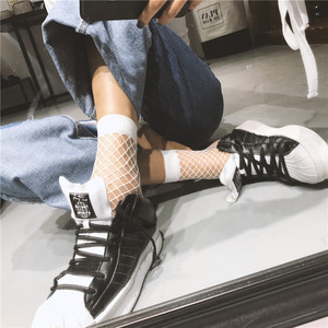 Fishnet <b>Socks</b> Short White Hollow Mesh Transparent Nylon Women Casual <b>Socks</b> Youth 18-40 Years Old - Product Image 1