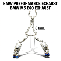 Échappement arrière en acier inoxydable SDO compatible avec BMW M5 E60 5.0L 2005-2010, silencieux à soupape à vide avec embouts bleus brûlés