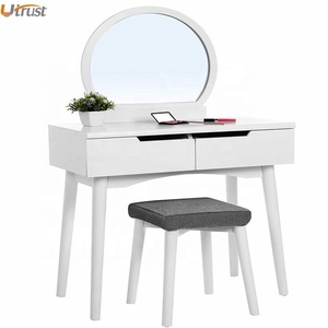 Nouvelle mode luxe contemporain MDF personnalisé fille <span class=keywords><strong>commode</strong></span> coiffeuse blanc tire avec grand miroir et <span class=keywords><strong>2</strong></span> grands <span class=keywords><strong>tiroirs</strong></span> de rangement - Product Image 2