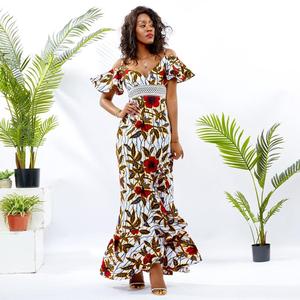 Floral africain Tissu De Cire D'impression Maxi Longue Kitenge Conceptions Femmes Dames <span class=keywords><strong>Robe</strong></span> de Soirée - Product Image 1