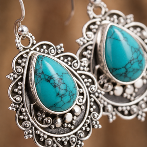 Orecchini Vintage a Goccia Blu-Verde, Eleganti Gioielli Pendenti per Donne - Product Image 4