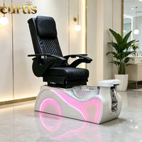 Fauteuil de pédicure électrique inclinable avec système de jets d'hydrothérapie sans tuyauterie, massage du dos Shiatsu, lampe LED pour salon de manucure, spa des pieds