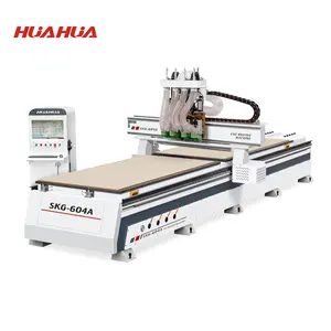 HUAHUA SKG-604A çift çalışma tezgahı cnc ahşap kesme makinesi yuvalama yazılımı ile dört yönlendirici