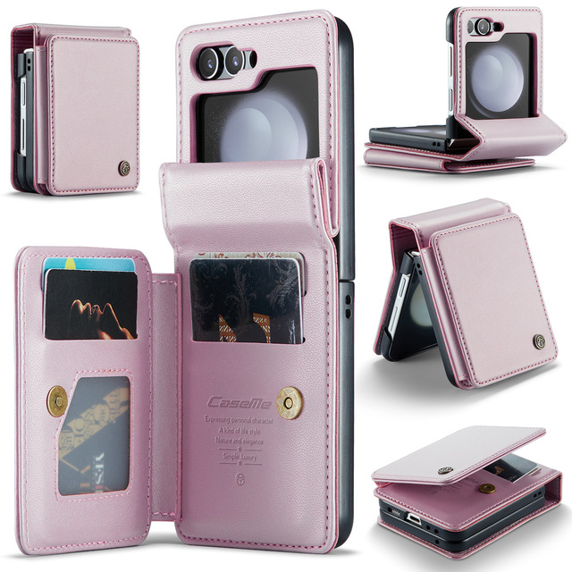 Anti-Theft Card-Slot Leather Lanyard Cover for Samsung Galaxy Z Flip7 6 5 All-in-One Shatter-Resistant Protective Fold Case