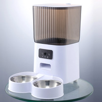 Distributeur automatique d'aliments pour animaux de compagnie (chats et chiens) portable, étanche, écologique, de haute qualité, élégant, avec double bac, capacité de 5 L, rechargeable.