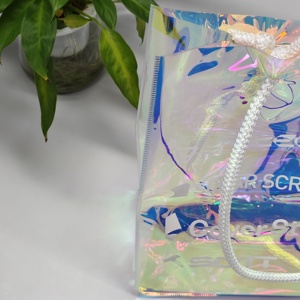Bolsas de Compras Transparentes con Logotipo Personalizado al por Mayor, Bolsas de PVC Holográficas Láser Impermeables para Ropa, Impresión Serigráfica - Product Image 6