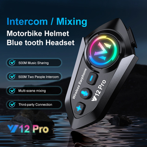 Nuevo anuncio Y12 PRO 5,4 chipset música compartir casco de motocicleta auricular de intercomunicador de diente azul con efecto de luz RGB - Product Image 5