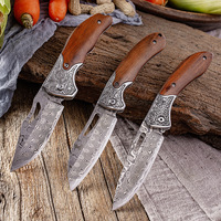 Couteau pliant en acier Damas de 3 pouces avec manche en bois de qualité supérieure, lame pliante EDC ambidextre et tranchante, outil de transport extérieur sûr pour les aliments