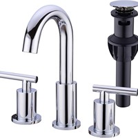 Robinet de lavabo moderne noir en alliage de zinc poli, à montage sur plan, double, à trois trous, avec double poignée et cartouche céramique