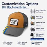 Casquette Trucker personnalisée style 112 structurée à 6 panneaux en maille avec visière color block et logo patch en cuir – Vente en gros