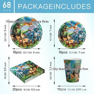 <span class=keywords><strong>Vaisselle</strong></span> jetable sur le thème de la forêt de dinosaures jurassiques Fête d'<span class=keywords><strong>anniversaire</strong></span> pour enfants pour Amazon Ramadan Décoration de fête de dessin animé - Product Image 4