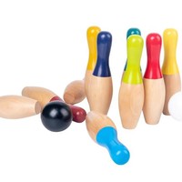 Massives Holz-Bowling-Set für Kinder, Langlebiges Indoor-Outdoor Lernspielzeug mit Kegeln und Kugeln, Marke EZ