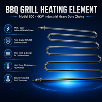 Tube chauffant électrique OEM 4KW 220V en acier inoxydable SS304, serpentin ondulé pour barbecue professionnel, grill à steak, modèle 800 12mm