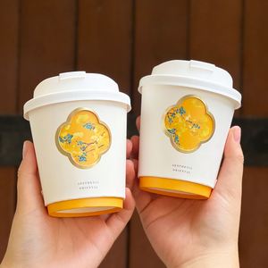 แก้วกระดาษเคลือบ PE แบบสองชั้น สำหรับกาแฟร้อนและชา  ย่อยสลายได้ เป็นมิตรกับสิ่งแวดล้อม ใช้แล้วทิ้ง  แบบหมุนได้ - Product Image 6