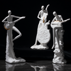 Nouveauté Sculpture créative Visages en céramique modernes Vase Accessoires de décoration pour la maison - Product Image 1