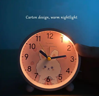 Jam Alarm Desktop anak-anak kartun Analog jam Digital Quartz senyap pembelajaran pendidikan dini cantik senyap tampilan Digital lampu malam senyap