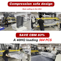 Sofá modular expandible, Sección de apartamento, sofá de compresión, moldeador de tela, sofá Foram de resorte, sofá comprimido al vacío
