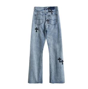 Jeans en Denim à Coudre en <span class=keywords><strong>Cuir</strong></span> pour Femmes Pantalon Droit Décontracté Taille Haute Pantalon Élastique Streetwear Hip Hop Lâche Pantalon en Denim pour Dames - Product Image 5