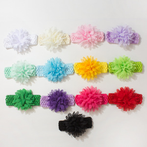 Aksesoris Rambut Bayi Bunga Chiffon Nilon Elastis untuk Fontanelle Ramah Lingkungan Dapat Dicuci - Product Image 5