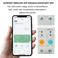 Compteur d'énergie intelligent Wi-Fi 1P 63A 230V 6kA certifié avec contrôle de tension et de courant à distance pour la surveillance de la consommation électrique