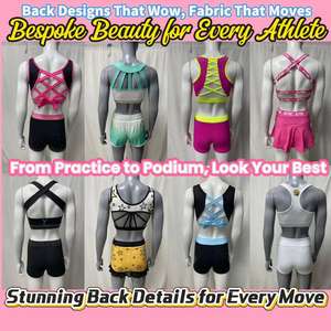 Conjunto Deportivo Inspirado en la Moda Urbana <span class=keywords><strong>para</strong></span> Prácticas de Animación |   Top corto y pantalones <span class=keywords><strong>cortos</strong></span> negros con pedrería y ribete degradado arcoíris <span class=keywords><strong>para</strong></span> <span class=keywords><strong>adolescentes</strong></span> atrevidas - Product Image 4