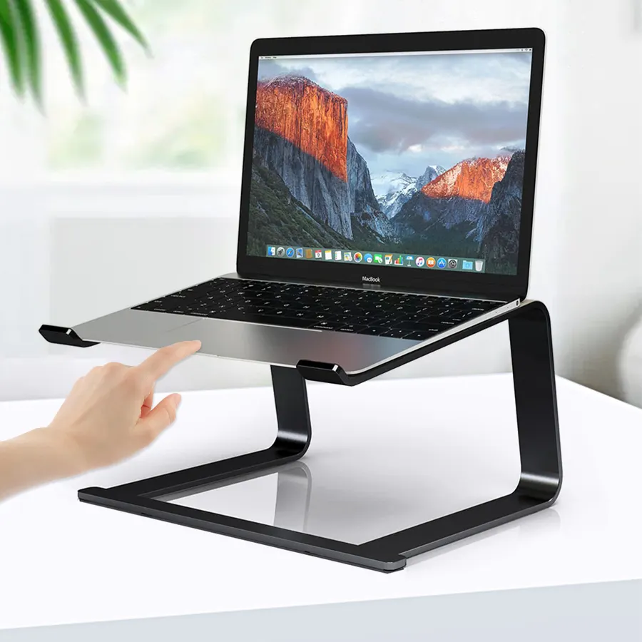 Factory Direct Aluminum Solid Minimalist Height Adjustable And Heat Dissipating Laptop Stand For Bed Use