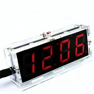 ساعة رقمية لقياس الوقت تصدر أصواتًا على مدار الساعة ، LED DIY SCM training 4 ألوان (اختياري)