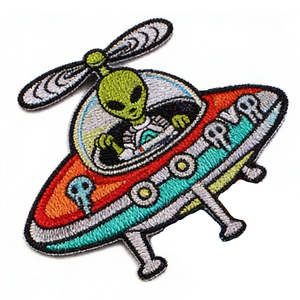 Parche Bordado Personalizado de OVNI Alienígena, Insignia de Mezclilla para Coser, Aplique con Temática Espacial para Sombreros, Chaquetas, Bolsos y Ropa - Product Image 1