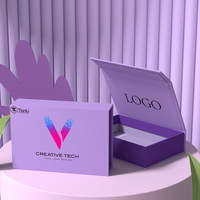 Nouvelle Boîte Cadeau de Luxe Réutilisable à Logo Personnalisé, Boîte d'Emballage Pliante en Carton Aimanté Kraft, Boîtes en Papier Violet