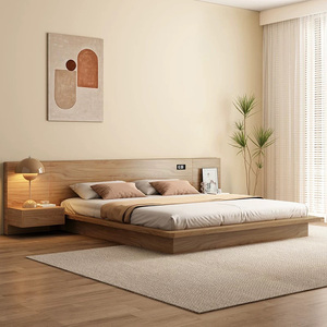 Japanese Floor <b>Bed</b> Modern King <b>Size</b> Platform Wooden Frame Bedroom Furniture Double With Nightstand BZ-106 Bedroom Furniture Wood - Product Image 2
