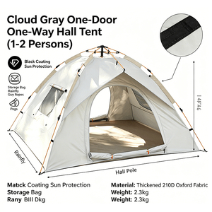 Tente de randonnée compacte en nylon ultralégère pour 2 personnes, respirante, anti-moustiques, 3 saisons, idéale pour les excursions en <span class=keywords><strong>montagne</strong></span> - Product Image 3