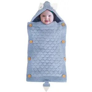 Sac de couchage en tricot doux et chaud pour bébé avec enveloppe de queue pour nouveau-né