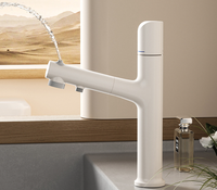 Robinet mitigeur électrique multifonction à trou unique, couleur crème nordique, pour eau chaude et froide, pour salle de bain