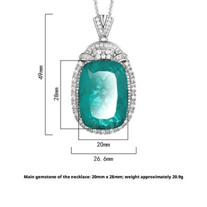 Collier pendentif halo en cuivre plaqué or poli, écologique, 20*28mm, imitation pierres précieuses multicolores, pour femme, idéal pour les soirées - Product Image 2