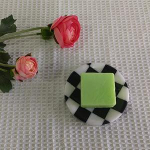 Vòng màu đen và trắng đen & trắng đen trắng kiểm tra rô checkerboard xà phòng bằng đá cẩm thạch món ăn - Product Image 6
