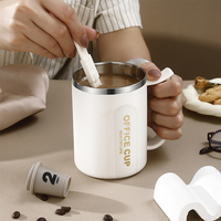 Tasse à café en acier inoxydable à double paroi anti-brûlure Gobelets officiels avec poignée pour l'école, le bureau et le camping