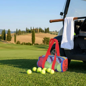 Sac en filet <span class=keywords><strong>de</strong></span> nylon portable avec logo personnalisé, pliable, réutilisable, pochette <span class=keywords><strong>pour</strong></span> balles <span class=keywords><strong>de</strong></span> golf, sac multifonction <span class=keywords><strong>pour</strong></span> la plage, les sports <span class=keywords><strong>de</strong></span> plein air - Product Image 4
