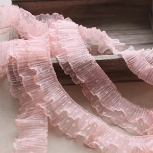 Passamaneria in pizzo a rete ricamata elegante a pois geometrici multicolori a doppio strato da 5 cm, <span class=keywords><strong>con</strong></span> balze plissettate fatte a mano, per vestito da bambola fai da te - Product Image 3