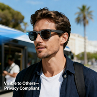 Lunettes Intelligentes IA de Traduction en Temps Réel, Design Barre, GPS, Android, Enregistrement Vidéo 1080p, Photographie, Minutes de Réunion, Écran OLED, Plastique