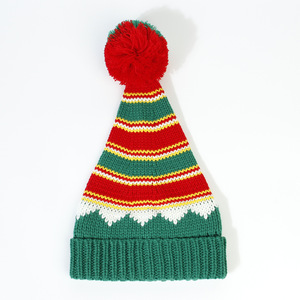 Gorro <span class=keywords><strong>de</strong></span> Papá Noel <span class=keywords><strong>de</strong></span> punto <span class=keywords><strong>de</strong></span> <span class=keywords><strong>tres</strong></span> colores para padres e hijos <span class=keywords><strong>de</strong></span> invierno al por mayor, gorro <span class=keywords><strong>de</strong></span> Feliz Navidad con pompón en la parte superior - Product Image 1