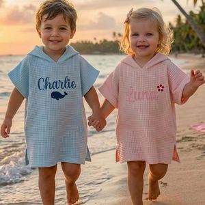 Hooded Solid Color Kids <b>Beach</b> <b>Towel</b>-Soft Poncho <b>Towel</b> for Babies & <b>Toddlers</b>-Lightweight Waffle Cotton Outdoor & Home Use - Product Image 1