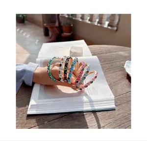 Colorful Zircon Inlay Bangles Copper Gold Plated Oil Drip Luxury Bracelet Jewelry For Women