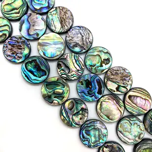 Abalone Shell Round Coin Doublet flat paua shell Beads