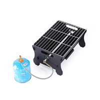 Brasero portable sans fumée au gaz noir avec brûleur BBQ pour camping en plein air, patio, pique-nique