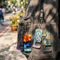 Porte-clés en acrylique en forme de L avec chaîne à billes pour cadeau de site touristique, souvenir de voyage et décoration de boutique - Vente en gros
