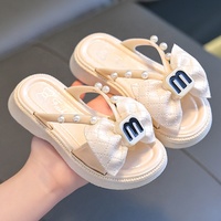 Nuevas Pantuflas de Niña con Lazo de Perlas, Impermeables, Ligeras, Planas, Transpirables, para Verano, Zapatos Casuales Infantiles con Suela Suave